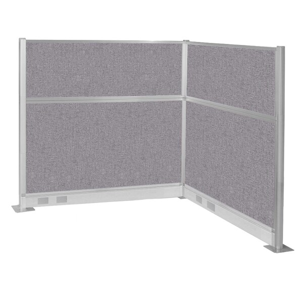 Pre-Configured Hush Panel Electric Cubicle (L Shape) 6' x 6' Cloud Gray Fabric